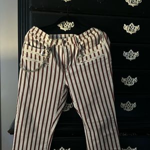 we wore what jeans Women Size 31 Stripe Crop Ivory Chain Skinny rocker Zip